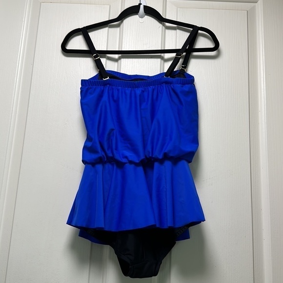 NWOT MAXINE OF HOLLYWOOD Royal and Black One Piece Sz 8 - Picture 2 of 11